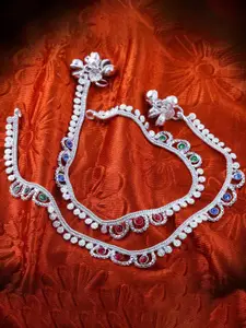 Heer Collection Set of 2 Silver-Plated Anklets
