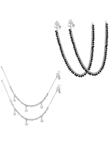 Heer Collection Set Of 2 Silver-Plated Beaded Anklet