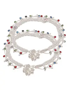 MEMOIR Silver-Plated Cubic Zirconia Studded Anklet