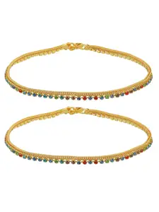 MEMOIR Gold-Plated Stone Studded Anklet