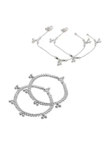 Heer Collection Set Of 2 Silver-Plated Anklet