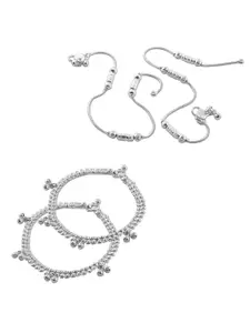 Heer Collection Set Of 2 Silver-Plated Anklets