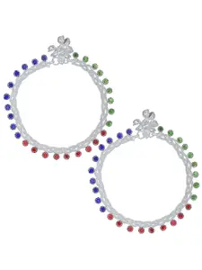 MEMOIR Silver-Plated Stone Studded Twisted Anklet