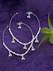 Heer Collection Set Of 2 Silver-Plated Anklets