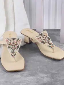 Metro Women Ethnic Embellished Block Heel Sandals