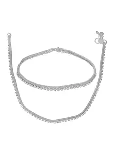 MEMOIR Silver-Plated CZ studded Anklet