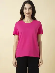 Van Heusen Women Cotton Solid Relax Fit Lounge T Shirt