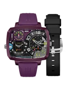 NUBEO Men Brass Dial & Straps Analogue Chronograph Watch NB-6084-06