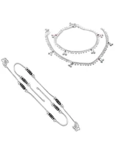 Heer Collection Set Of 2 Silver-Plated Anklet