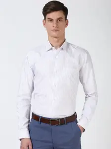 Peter England Men Spread Collar Vertical Striped Cotton Casual Shirt