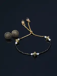 Anouk Gold-Plated Mangalsutra And Earrings