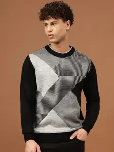 Richlook Men Abstract Printed Round Neck Sweatshirt