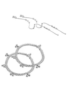 Heer Collection Set Of 2 Silver-Plated Anklet