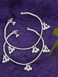 Heer Collection Set of 2 Silver-Plated Anklets