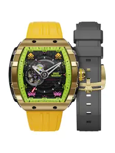 NUBEO Men Brass Dial & Straps Analogue Automatic Motion Powered Watch