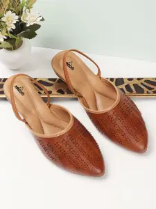 AROOM Women Pointed Toe Mules Flats