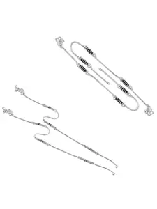 Heer Collection Set Of 2 Silver-Plated Beaded Anklets