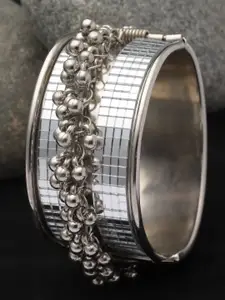 Anouk Silver-Plated Mirror Studded Bangle