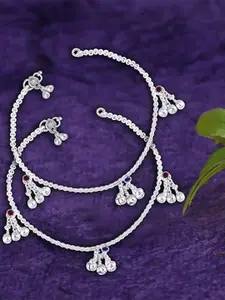Heer Collection Set Of 2 Silver-Plated Anklets