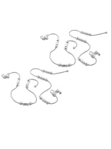 Heer Collection Set Of 2 Silver-Plated Anklets