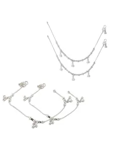 Heer Collection Set of 2 Silver-Plated Anklets