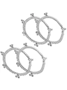 Heer Collection Set Of 2 Silver-Plated Anklets