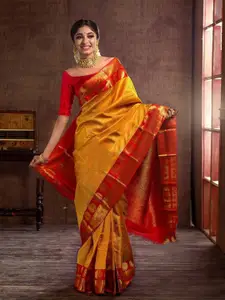KALINI Ethnic Motifs Woven Design Zari Pure Silk Kanjeevaram Saree