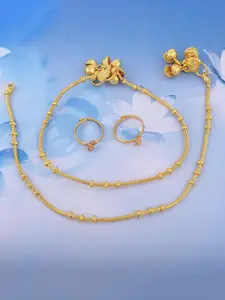 MEMOIR Pack Of 4 Gold-Plated Anklet With Toerings