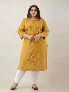 Fashion Zest Women Plus Size Bandhani Printed Straight Kurta