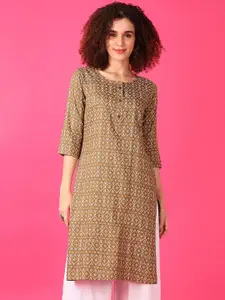 V-Mart Round Neck Chevron Printed Straight Kurta