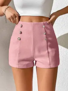 Stylecast X Slyck Solid Pattern High-Rise Regular Fit Shorts