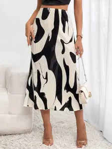 Stylecast X Slyck Abstract Printed A-Line Midi Skirt