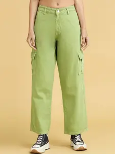 BAESD Women Cotton Wide Leg High-Rise Jeans