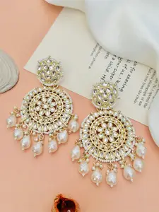 ABDESIGNS Gold-Plated Classic Stone Kundan Studded & Beaded Chandbalis