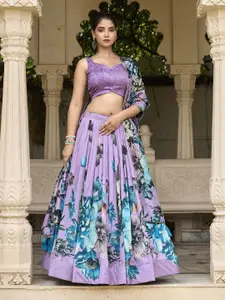 LOOKNBOOK ART Printed Ready to Wear Lehenga & Unstitched Blouse With Dupatta