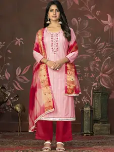 Maroosh Floral Embellished Beads and Stones Cotton Unstitched Dress Material