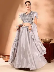 JIVORA Embroidered Thread Work Ready to Wear Lehenga & Blouse With Dupatta