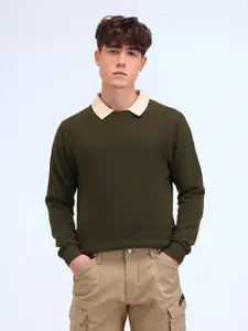 Flying Machine Men Ribbed Cotton Winter Pullover