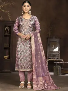 Maroosh Floral Embellished Beads and Stones Organza Unstitched Dress Material