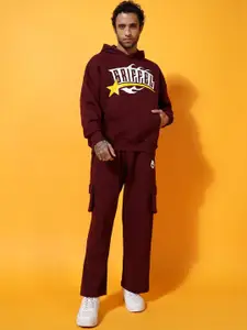 GRIFFEL Men Long Sleeves Printed Oversized Fit Tracksuits