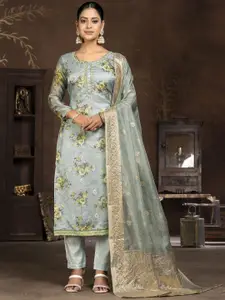 Maroosh Floral Printed Organza Unstitched Dress Material