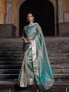 Geroo Jaipur Embellished Zari Banarasi Tissue Saree