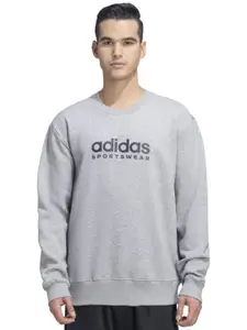 ADIDAS Men Brand Logo Printed Cotton Round Neck Sweatshirt