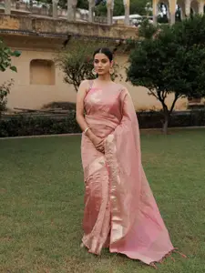 Geroo Jaipur Embellished Zari Banarasi Tissue Saree