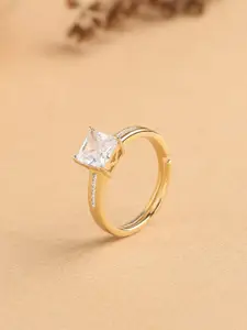 Ornate Jewels 925 Silver 18k Gold-Plated AD-Studded Finger Ring