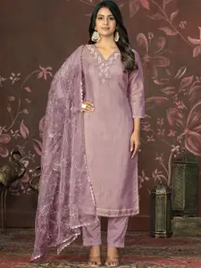 Maroosh Floral Embroidered Beads and Stones Cotton Unstitched Dress Material