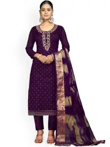 Maroosh Floral Embellished Beads and Stones Cotton Jacquard Unstitched Dress Material