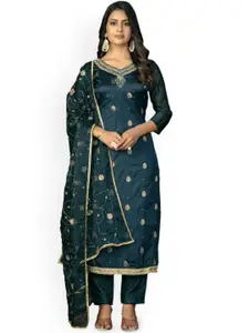 Maroosh Floral Embroidered Organza Zari Unstitched Dress Material