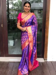 KALINI Floral Zari Pure Silk Kanjeevaram Saree