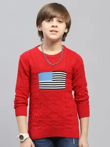 Monte Carlo Boys Cable Knit Self Design Cotton Winter Pullover